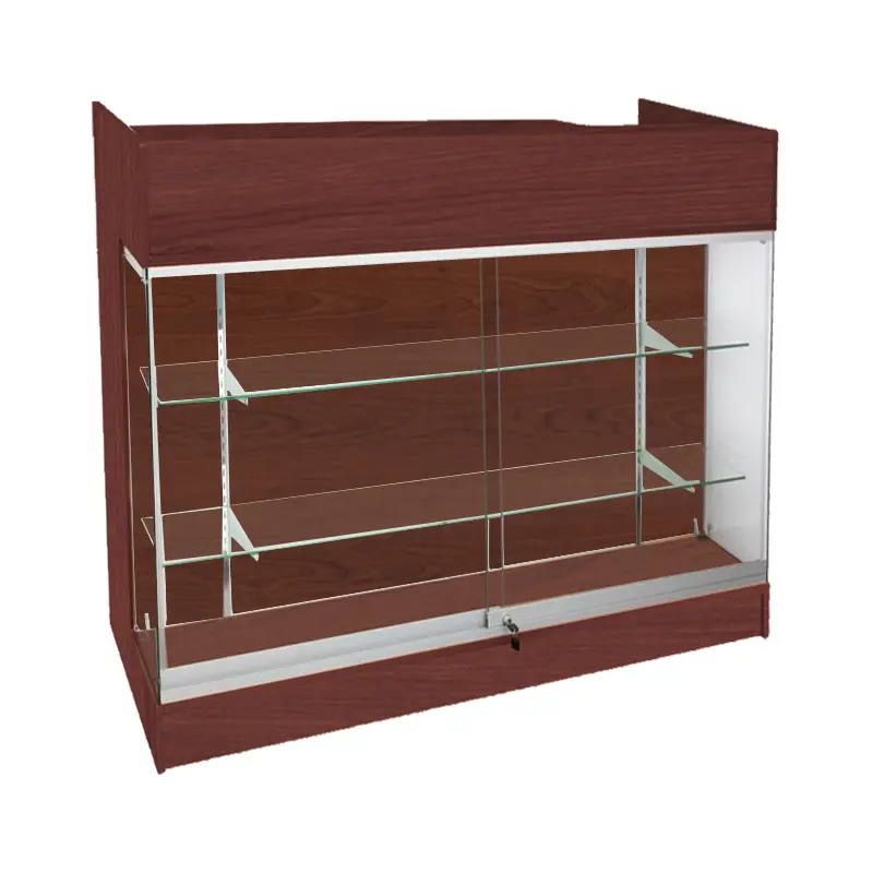 4’ Ledge Top Counter w/ Glass Front - Walnut