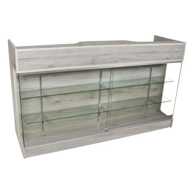 6’ Ledge Top Counter w/ Glass Front - Barnwood