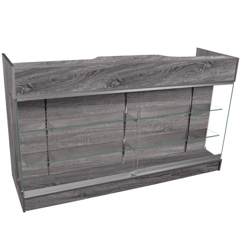 6’ Ledge Top Counter w/ Glass Front - Rustic Gray