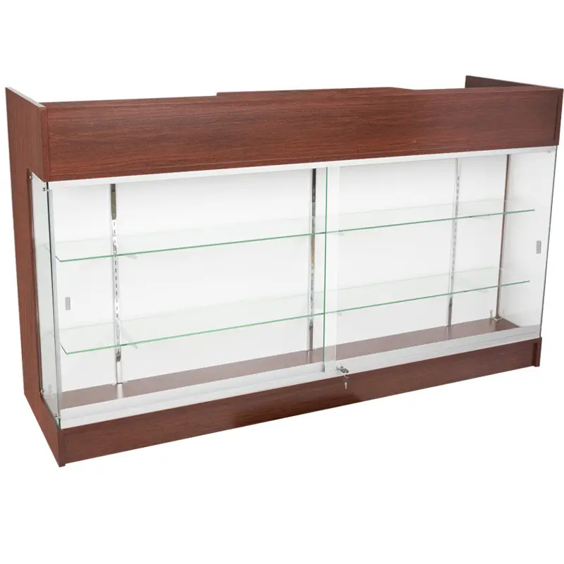 6’ Ledge Top Counter w/ Glass Front - Walnut