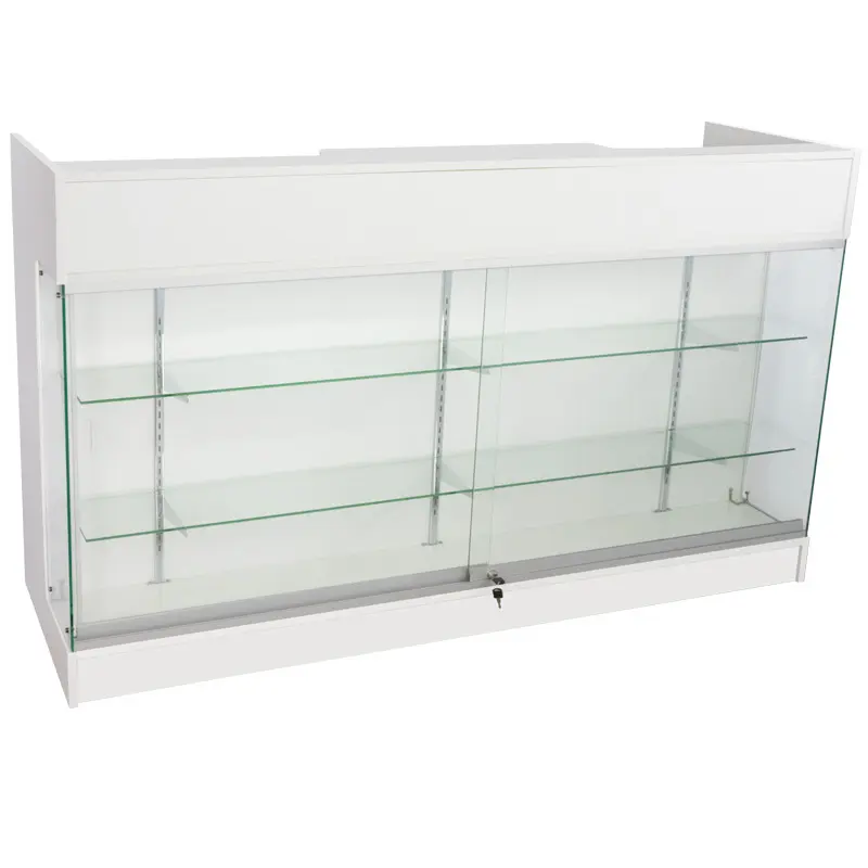 6’ Ledge Top Counter w/ Glass Front - White 