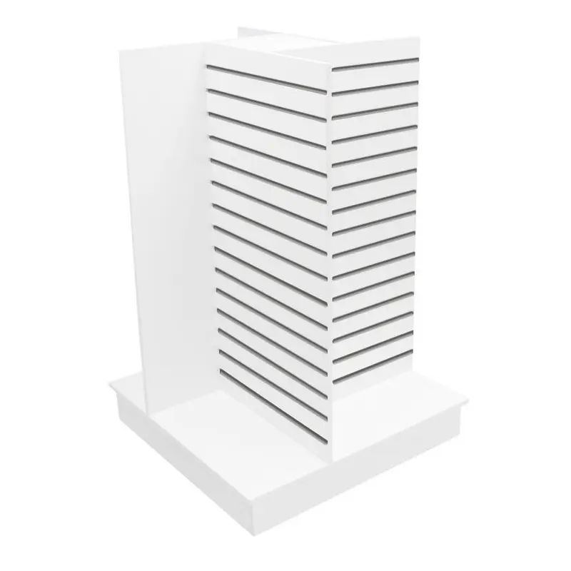 Slatwall 4-Way Display w/ Alum Inserts - White