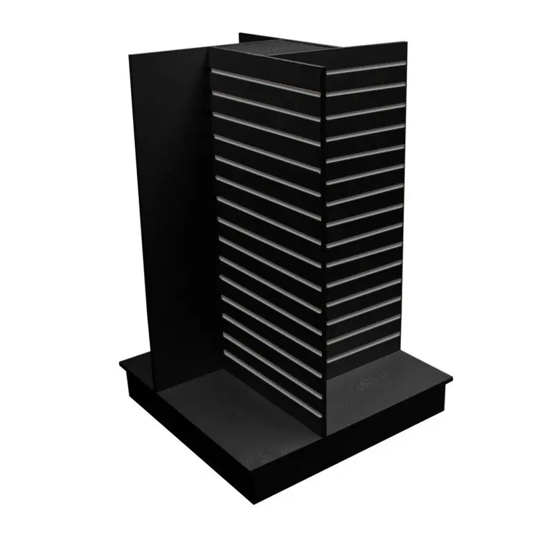 Slatwall 4-Way Display w/ Alum Inserts - Black
