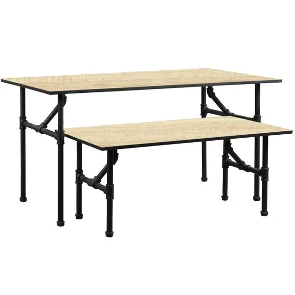 Industrial Pipeline Nesting Table Set - Maple