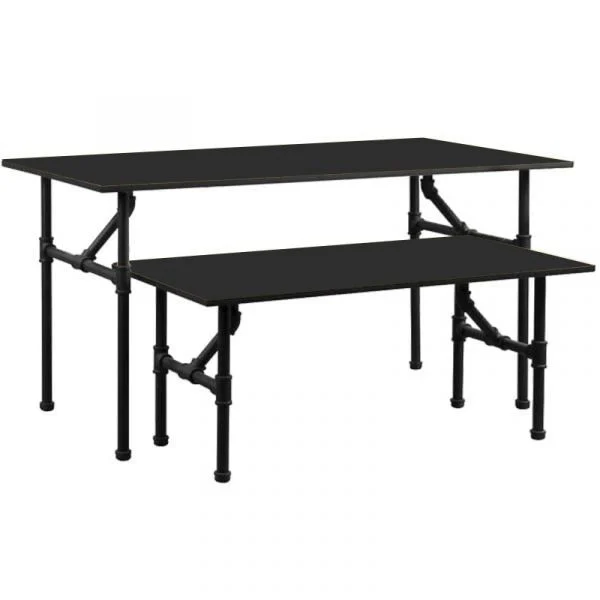 Industrial Pipeline Nesting Table Set - Black