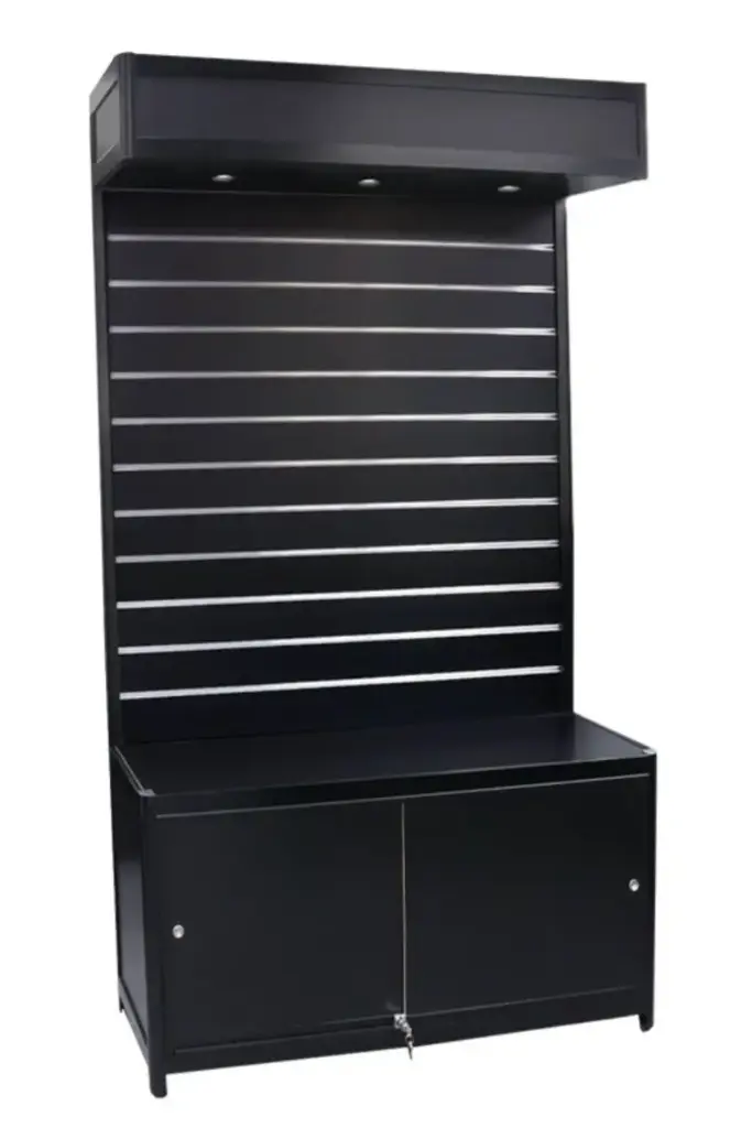 LED Slatwall Display w/ Storage - Black