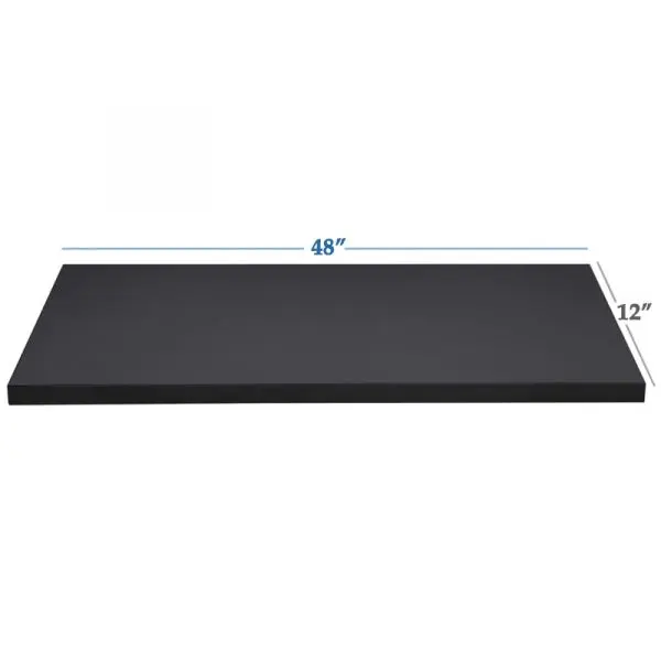 12" x 48" Wood Melamine Shelf - Black