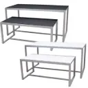 Modern Silver Nesting Table Set - Reversible Black / White Tops
