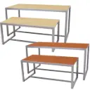 Modern Silver Nesting Table Set - Reversible Maple / Cherry Tops