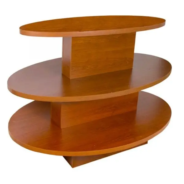 3 Tier Oval Display Table - Cherry