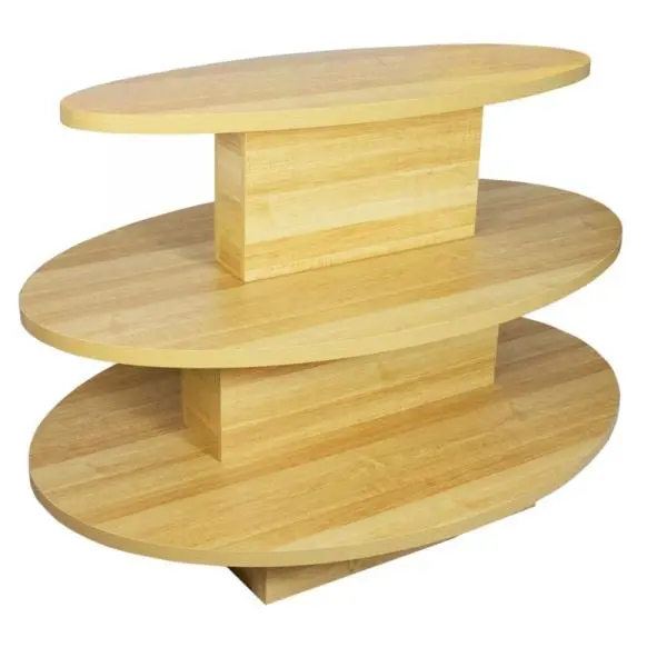 3 Tier Oval Display Table - Maple