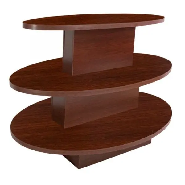 3 Tier Oval Display Table - Walnut