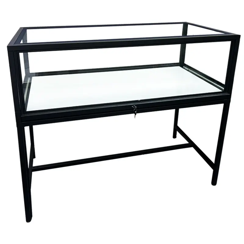 48" Luxury Showcase w/ Lock & LED Lights - Black