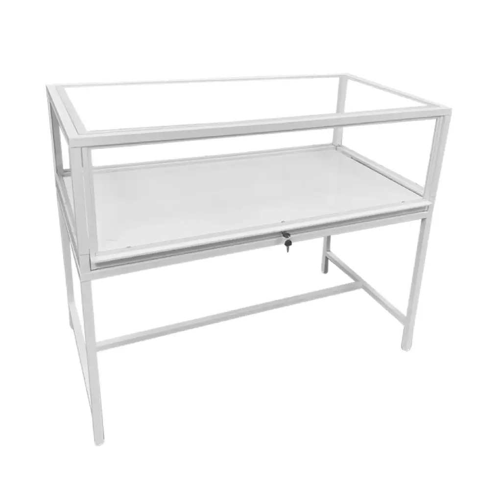 48" Luxury Showcase w/ Lock & LED Lights - White