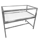 48" Luxury Showcase w/ Locks & LED Lights - Chrome w/ Barnwood