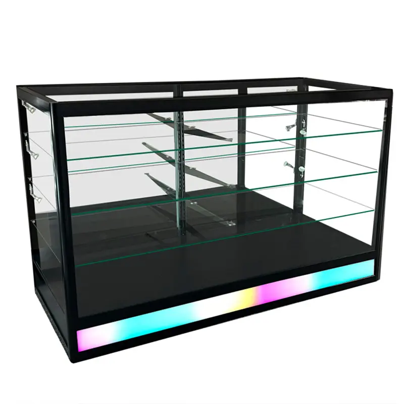 6' Radius Edge Glass Showcase with Dynamic RGB Chasing Lights