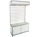 LED Slatwall Display w/ Storage - White