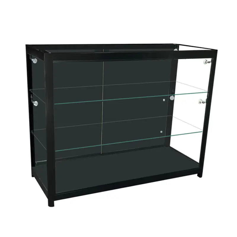 4' Full Vision Lighted Showcase - Black