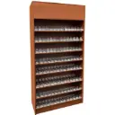 Cigarette Wall Case Display w/ Acrylic Pushers & Top Storage - Cherry