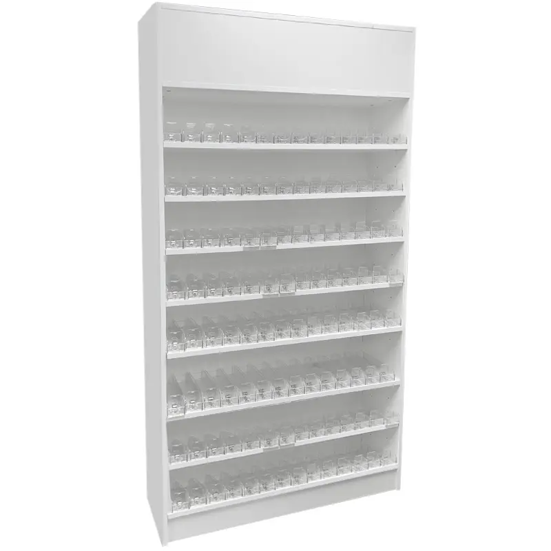 Wallcase Display w/ Acrylic Push-Back Cigarette Dispenser - White