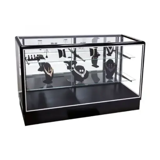 [SGCX4RB] 4’ Radius Edge Extra Vision Showcase - Black