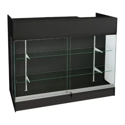 [LTRC4B] 4’ Ledge Top Counter w/ Glass Front - Black