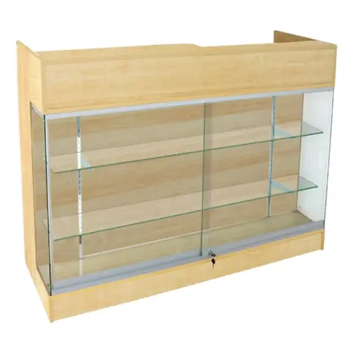 [LTRC4M] 4’ Ledge Top Counter w/ Glass Front - Maple