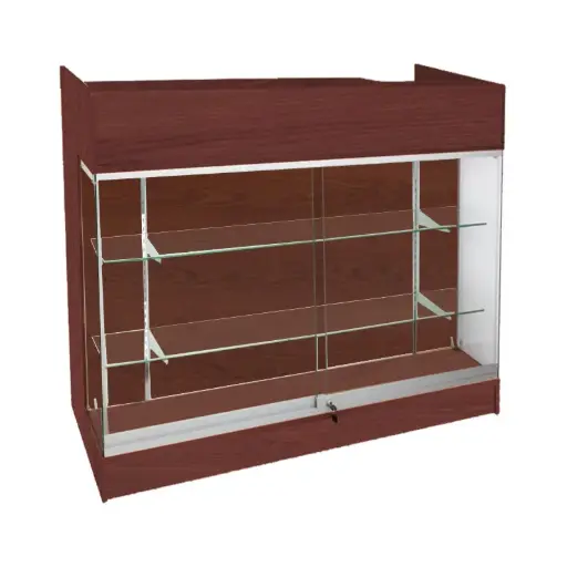 [LTRC4WAL] 4’ Ledge Top Counter w/ Glass Front - Walnut