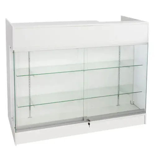[LTRC4WW] 4’ Ledge Top Counter w/ Glass Front - White 