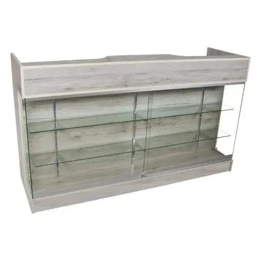[LTRC6-BW] 6’ Ledge Top Counter w/ Glass Front - Barnwood
