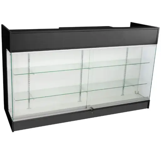 [LTRC6B] 6’ Ledge Top Counter w/ Glass Front - Black