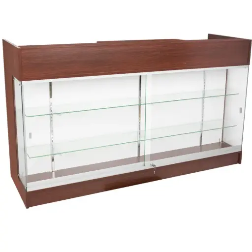 [LTRC6WAL] 6’ Ledge Top Counter w/ Glass Front - Walnut