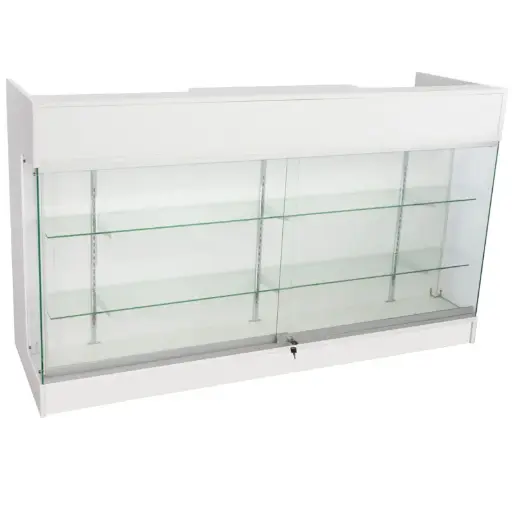 [LTRC6WW] 6’ Ledge Top Counter w/ Glass Front - White 