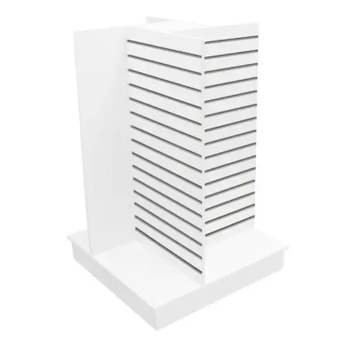 [SWD4CW-AL] Slatwall 4-Way Display w/ Alum Inserts - White