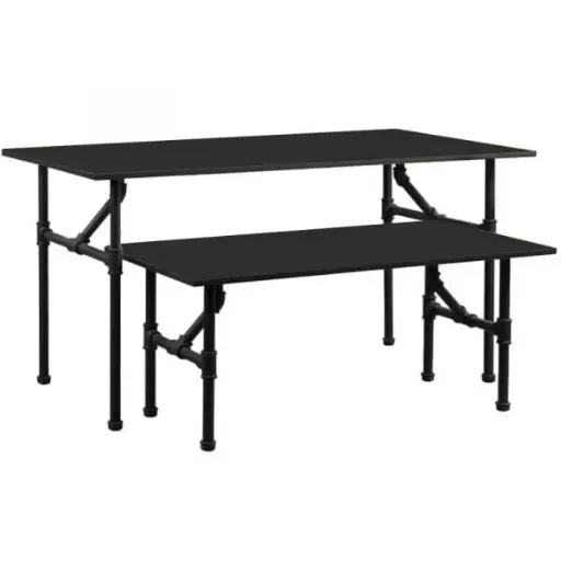 [PL-B-KIT] Industrial Pipeline Nesting Table Set - Black