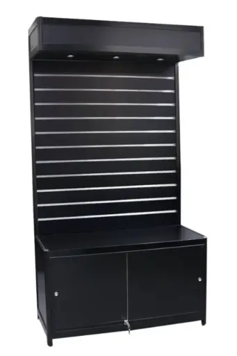 [ASWS-B] LED Slatwall Display w/ Storage - Black