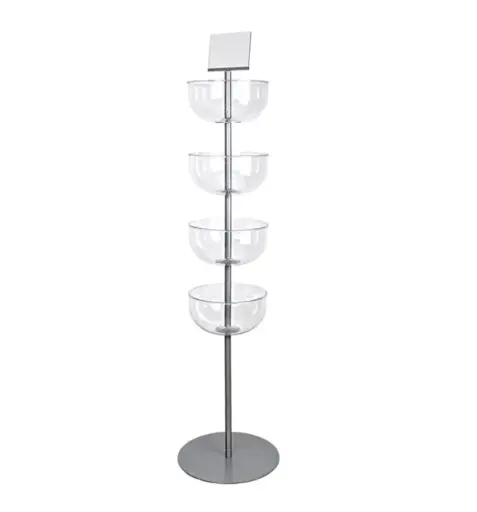 [R-IBT-4] 4 Tier Acrylic Bowl Tower Display w/ Sign Holder