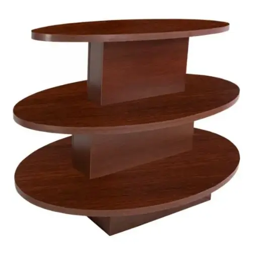 [3TO6042WAL] 3 Tier Oval Display Table - Walnut