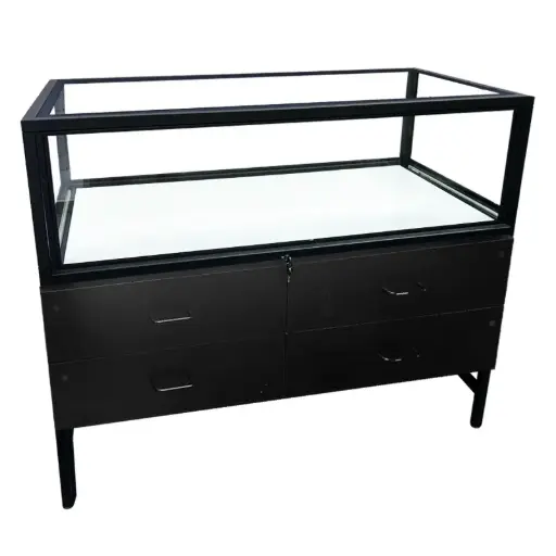 [LSWS4B] 48" Luxury Showcase w/ Locking Storage & LED Lights - Black