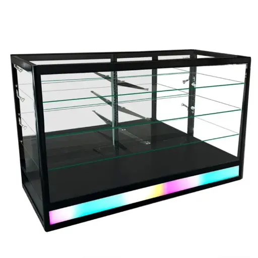 [SGCX6-RGB] 6' Radius Edge Glass Showcase with Dynamic RGB Chasing Lights