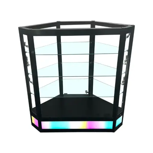 [SGCCX20-RGB] Radius Edge Corner Glass Showcase with Dynamic RGB Chasing Lights
