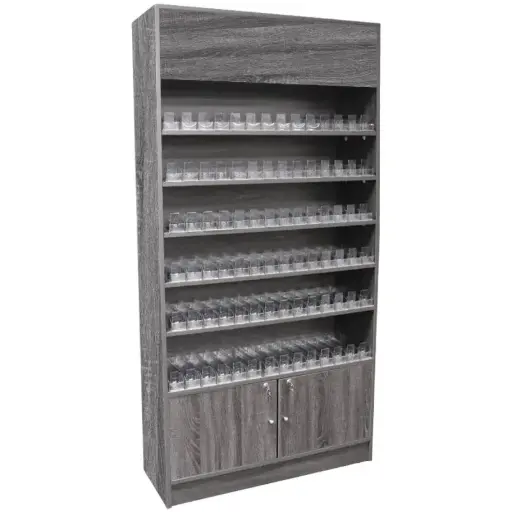 [WC3RG] Cigarette Wall Case Display Cabinet With Acrylic Pushers - Rustic Gray