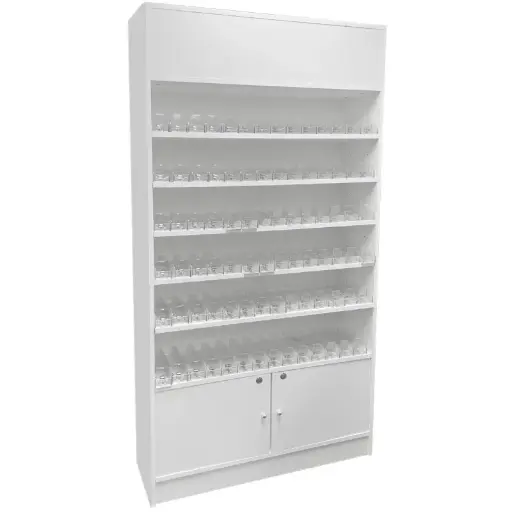 [WC3W] Cigarette Wall Case Display Cabinet With Acrylic Pushers - White